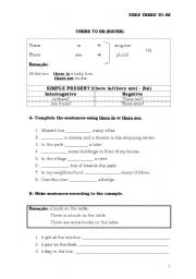 English Worksheet: verb there to be
