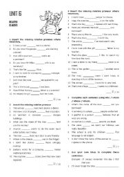 English Worksheet: Relative, noun and adverb clauses