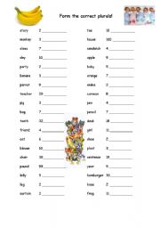 English Worksheet: Form the correct plurals!