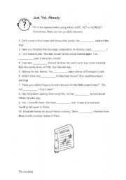 English Worksheet: Just, already, yet