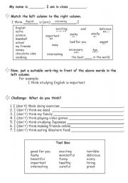 English Worksheet: I think!