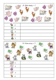 English Worksheet: How many animals?