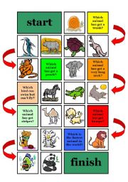 English Worksheet: animal boardgame