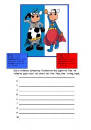 English Worksheet: Supercow versus Thundercow