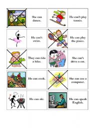 English Worksheet: can  / cant