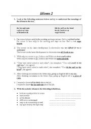 English Worksheet: idioms