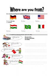 English Worksheet: where are you from
