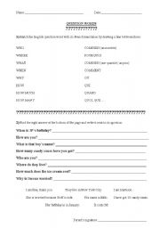 English worksheet: W5 test 