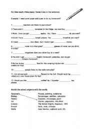 English Worksheet: How much, how many, some and any