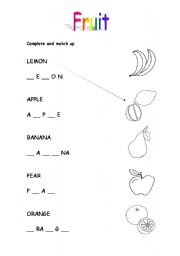 English Worksheet: Fruit