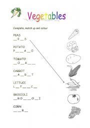 English Worksheet: Vegetables