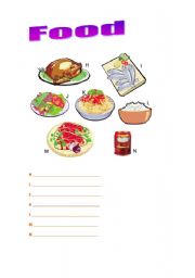 English worksheet: food