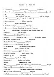 English Worksheet: present or past?
