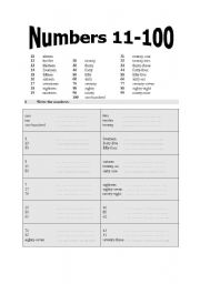 English Worksheet: numbers