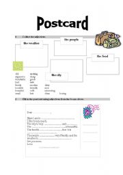 English Worksheet: writing a postcard