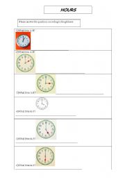 English Worksheet: HOURS
