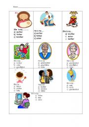 English Worksheet: FAMILY MULTIPLE CHOICE