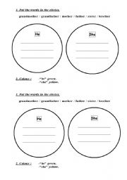 English worksheet: My family: boys and girls