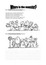 English Worksheet: Where is the monster?
