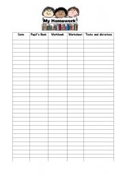 English Worksheet: Homework