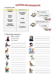 English Worksheet: Countries and nationalities