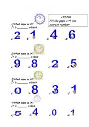 English Worksheet: HOURS