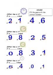 English worksheet: HOURS