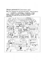 English Worksheet:  Shops paiwork revised