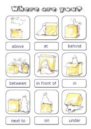 English Worksheet: Prepositions cards