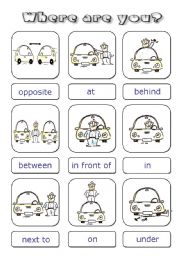 English Worksheet: Prepositions cards