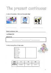 English Worksheet: present continuous affirmative