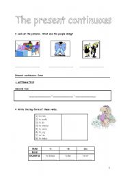 English worksheet: present continuous affirmative