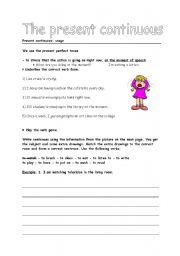 English worksheet: present continuous usage