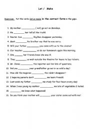 English Worksheet: Let / Make