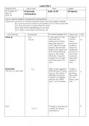 English Worksheet: Lesson Plan