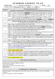 English Worksheet: lesson plan