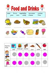 English Worksheet: Food and Drinks:like-dislike