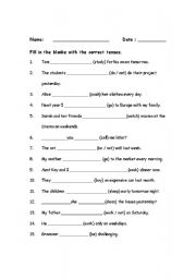 English Worksheet: Tenses