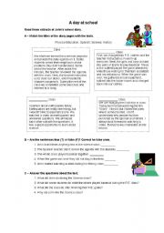 English Worksheet: A day at school