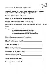 English Worksheet: First Conditional and its variations