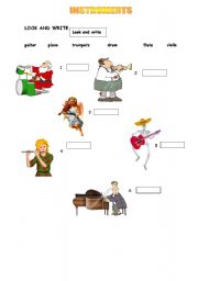 English worksheet: instruments