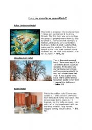 English Worksheet: Unusual Hotels Of The World