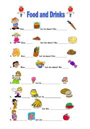 English Worksheet: food:like-dislike.