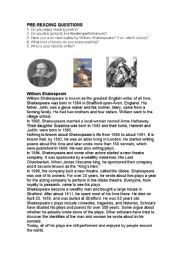 English Worksheet: William Shakespeare 