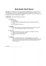 English Worksheet: Book Jacket Book Report