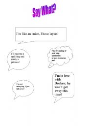 English Worksheet: shrek speech bubbles