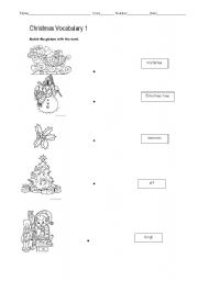 English worksheet: Christmas Vocabulary 1