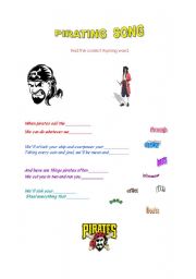 English worksheet: Missing a rhyming word in a pirate rhyming poem