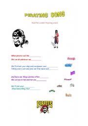 English Worksheet: Missing a rhyming word in a pirate rhyming poem