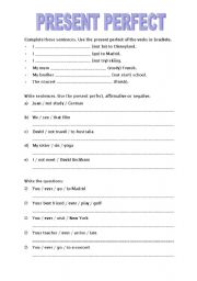 English Worksheet: PRESENT PERFECT